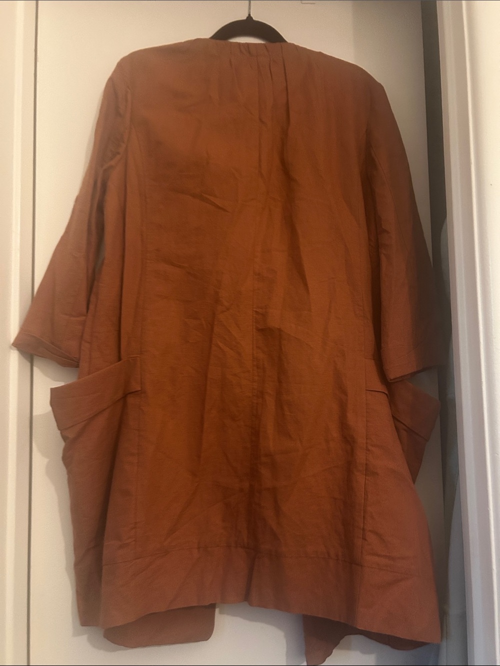 Anne Klein Rust Orange Double-Breasted Trench Coat - Picture 3 of 3